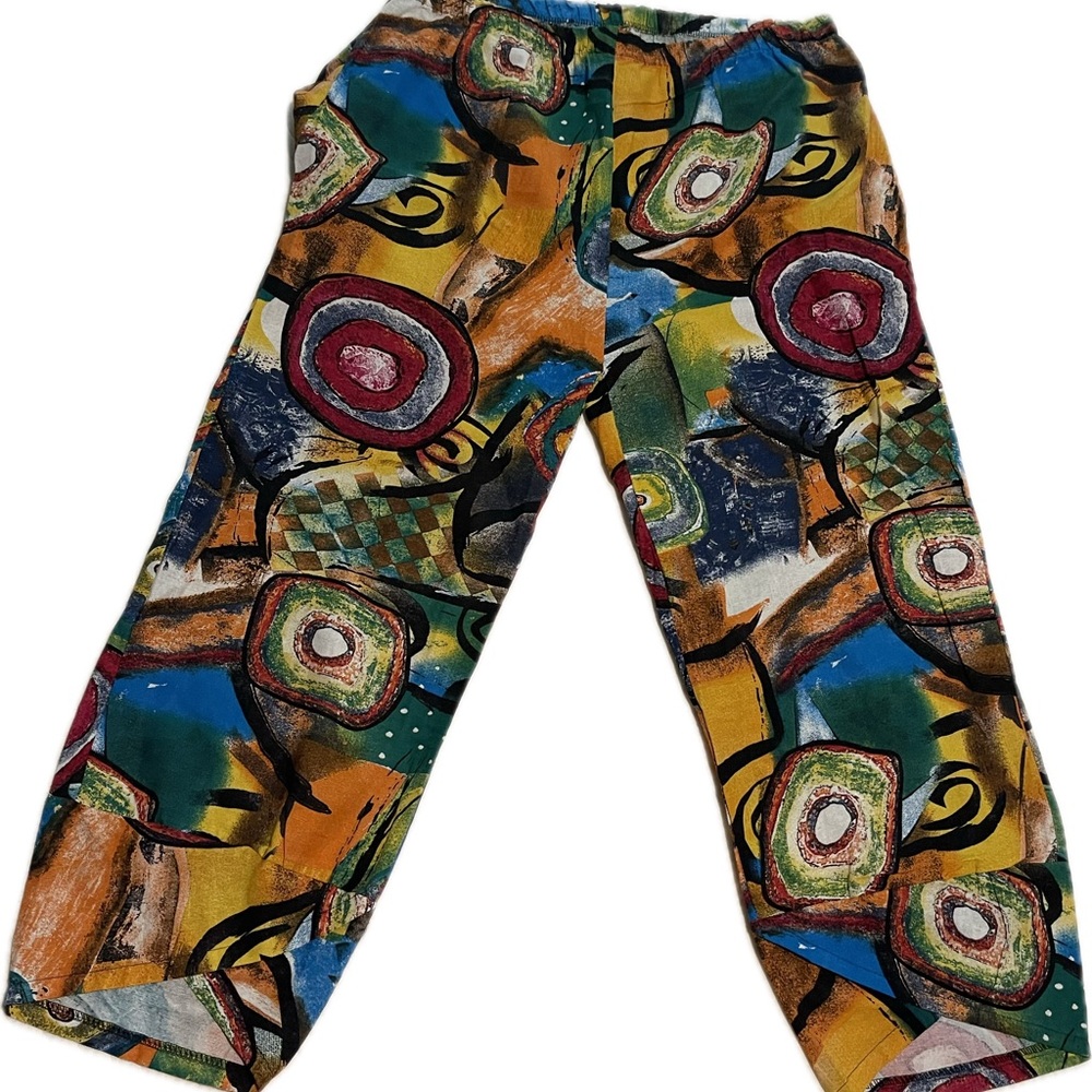 Colorful Abstract Print Women's Cropped Pants